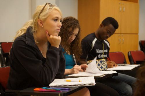 Students in classroom at the University of St. Thomas in Houston, Texas