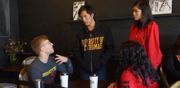 University of St. Thomas students hanging out at Kung Fu Tea in the Montrose neighborhood of Houston, Texas