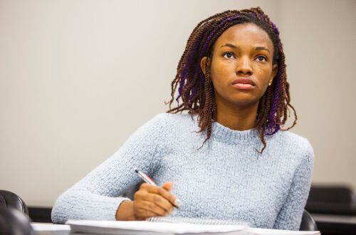 Female student in class at the University of St. Thomas - Houston