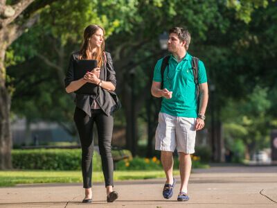 University of St. Thomas - Houston Math students walking on campus