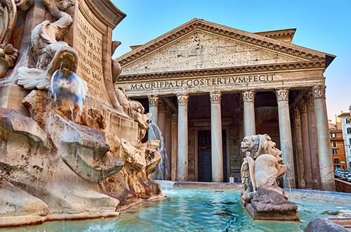 View of fountain near Pantheon, Rome