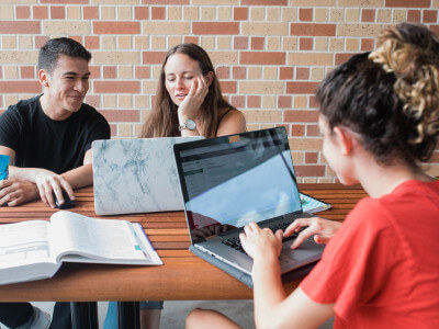University of St. Thomas - Houston math students work at picnic table