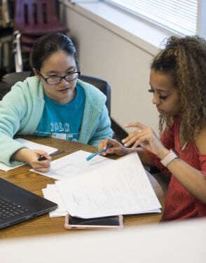Student receiving tutoring at University of St. Thomas in Houston, Texas