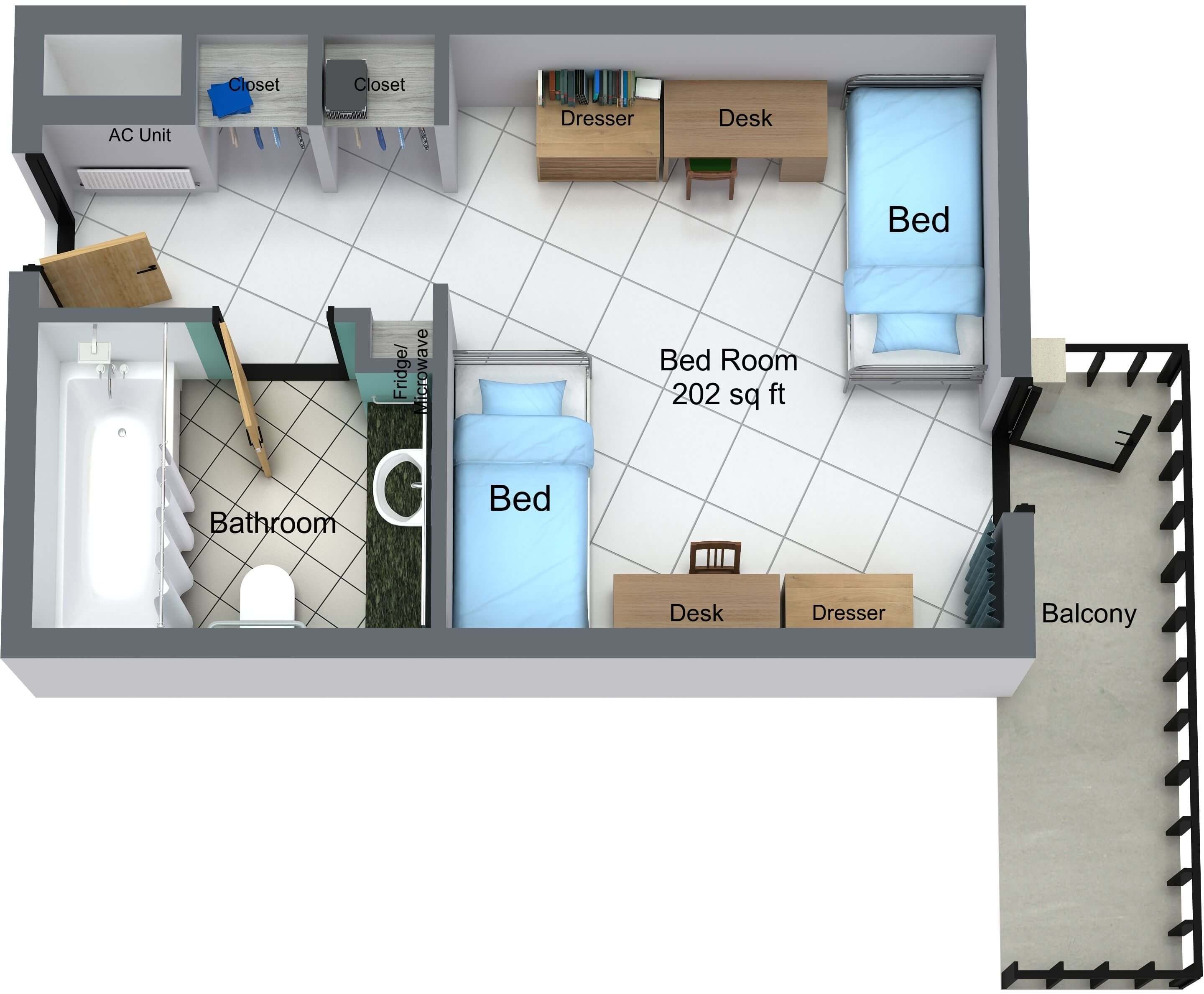 Guinan Hall 2-person floor plan