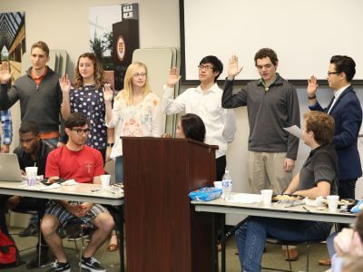 Student Government Association swearing-in at University of St. Thomas in Houston, Texas