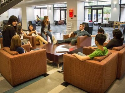 Living learning community in Guinan Hall dorm at University of St. Thomas in Houston, Texas