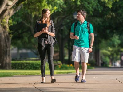 Psychology majors walk on University of St. Thomas - Houston campus