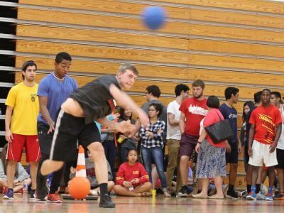 Dodgeball in Jerabeck Activity and Athletic Center at University of St. Thomas in Houston, Texas