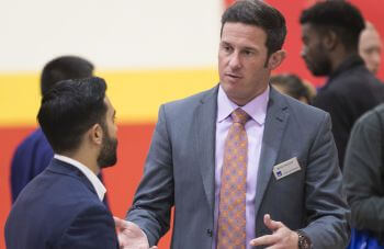 University of St. Thomas - Houston Criminology student speaks with an internship recruiter