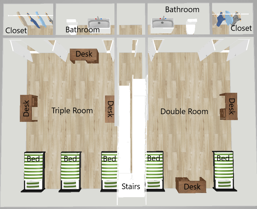 Sample floor level rendering of townhomes on campus of University of St. Thomas in Houston, Texas