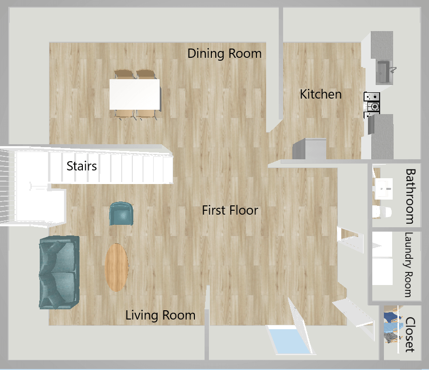 Sample floor level rendering of townhomes on campus of University of St. Thomas in Houston, Texas
