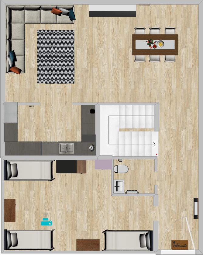 Sample floor level rendering of townhomes on campus of University of St. Thomas in Houston, Texas