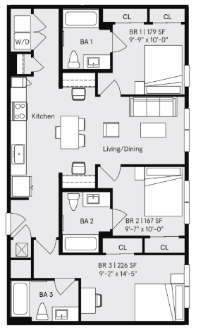 Uniti 3 Bedroom all Singles